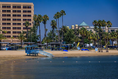 View of beach against clear sky