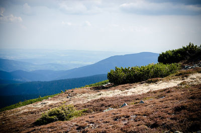 Scenic view of mountains against sky