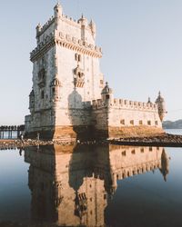 Reflection of building in water