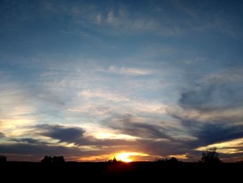 Silhouette landscape against sky during sunset