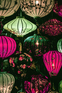 Full frame shot of multi colored lanterns hanging in market