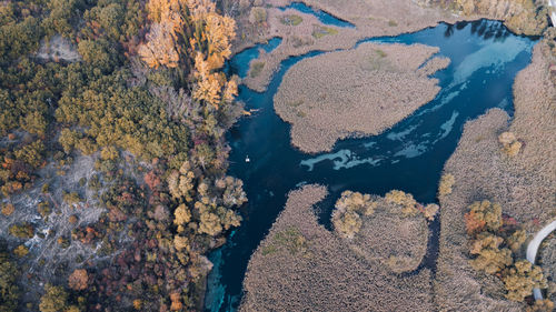 Aerial view of a natural area in autumn.