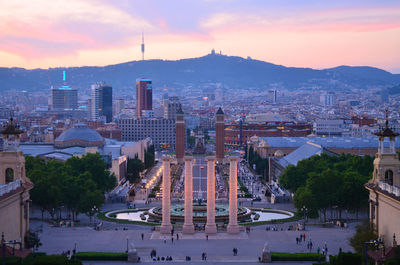 Cityscape view towards plaza de españa - barcelona, spain