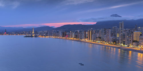 Benidorm city on the valencian coast at night. alicante, spain. 