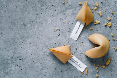 High angle view of food on table