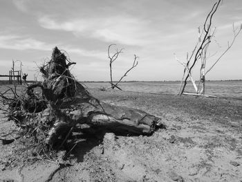 Abandoned beach against sky