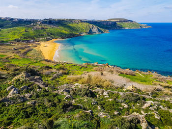High angle view of sea against sky