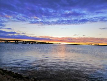 Scenic view of sea against sky at sunset