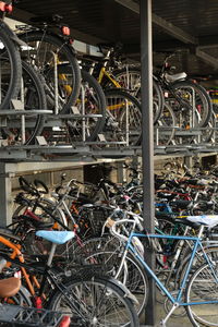 Bicycles in parking lot