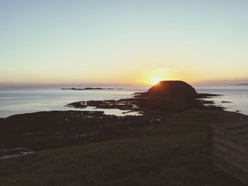 Scenic view of sea during sunset