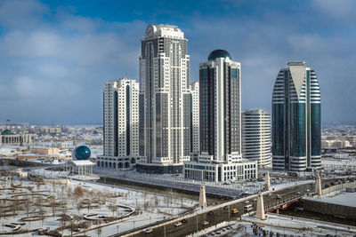 Grozny. modern buildings in city against sky