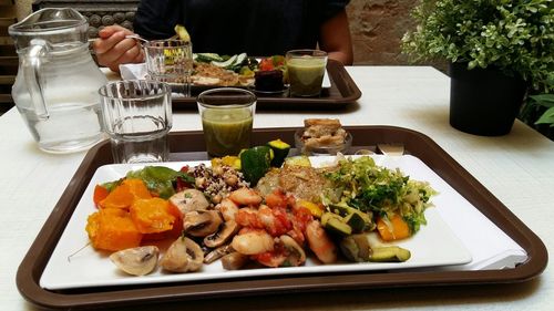 Close-up of vegetables in plate on table