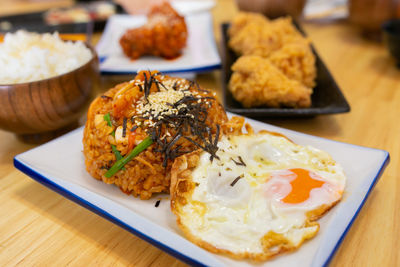 Close-up of food in plate on table