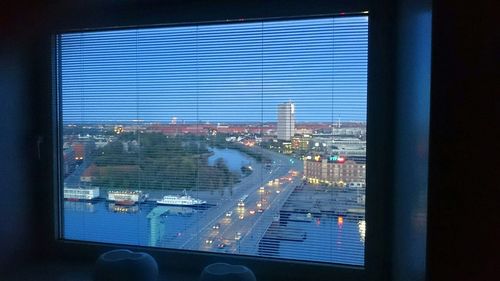 View of illuminated cityscape