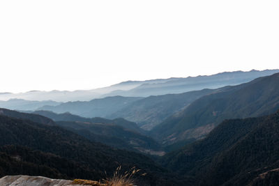 Scenic view of mountains against clear sky