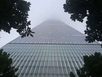 Low angle view of skyscraper against clear sky