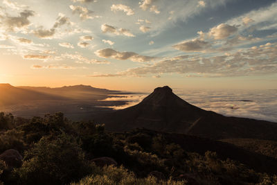 Scenic view of landscape during sunset