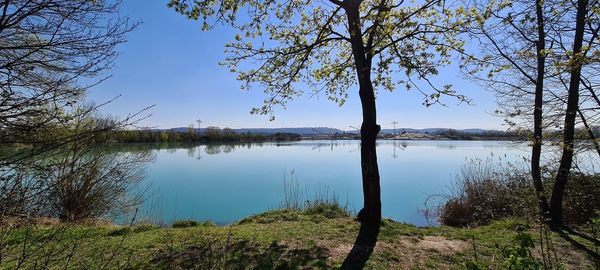 Scenic view of lake against sky