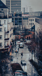 High angle view of city street