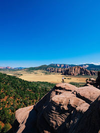 Scenic view of landscape against blue sky