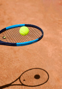 High angle view of tennis ball