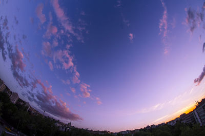 Low angle view of sky at sunset