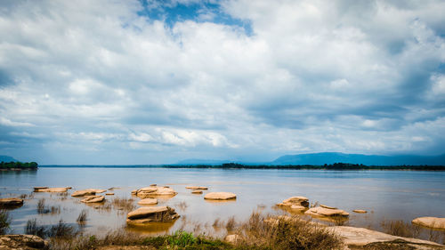 Scenic view of lake against sky