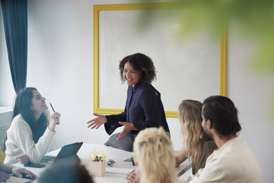 Diverse team having business meeting in conference room