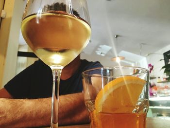 Close-up of beer in glass