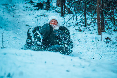 Full length of man on snow covered land