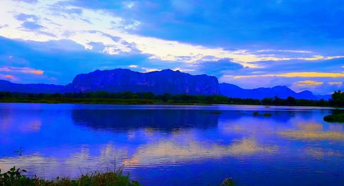 Scenic view of lake against sky