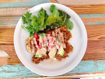 Close-up of food served in plate