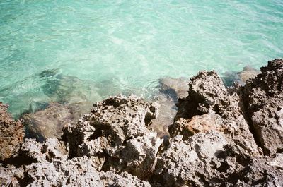 Scenic view of turquoise sea 