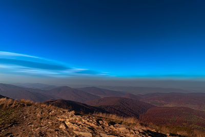 Scenic view of landscape against blue sky