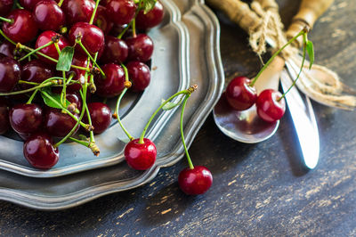 Close-up of fruits in bowl on table