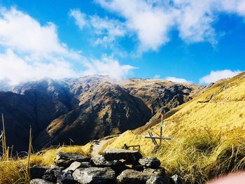 Scenic view of mountains against sky