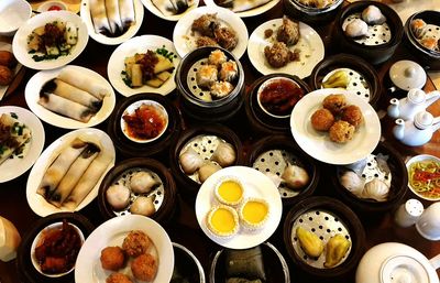 High angle view of food on table