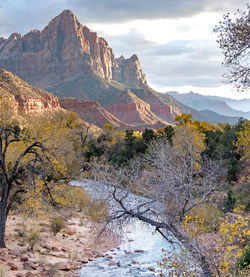 Scenic view of mountains against sky