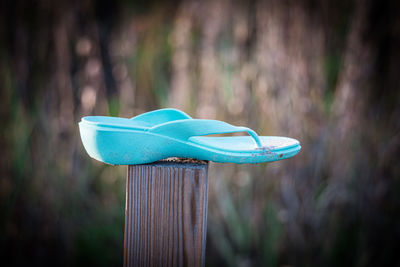 Close-up of shoes on wood