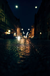 View of city street at night