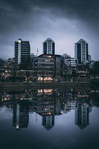 Reflection of buildings in water