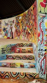 Multi colored graffiti on wall