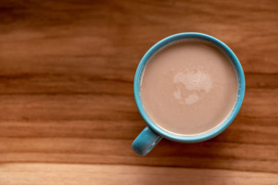 High angle view of coffee on table