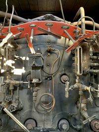 Close-up of machine part in museum