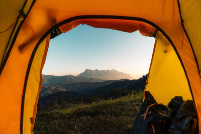 Landscape seen thorough tent