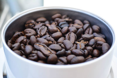 Close-up of coffee beans in bowl