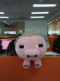 Close-up of illuminated lighting equipment on table