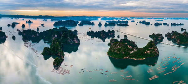Panoramic view of sea during sunset