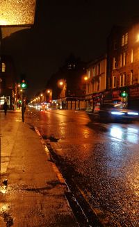 Wet street at night