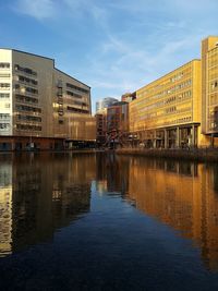 Reflection of buildings in city